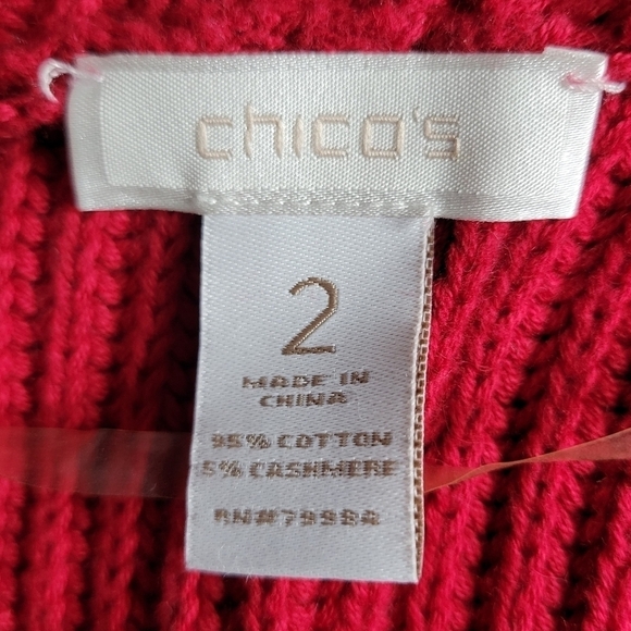 Chicos Longline Sweater Vest Size 2 L 12 Ribbed Knit Open Front Cotton Cashmere - Picture 5 of 10